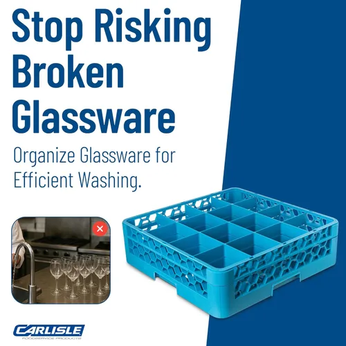 Vista 6 de Carlisle FoodService Products Opticlean - Estante para vasos de 16 compartimentos con 1 extensor para cocinas y restaurantes, plástico, 19.875 x