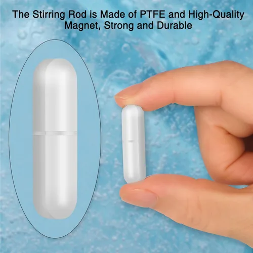 Vista 3 de Barra de agitación magnética 8 piezas - 8 barras de agitación de laboratorio recubiertas de PTFE de 30 mm para placa de agitación