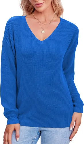 Vista 2 de II ININ Suéter de manga larga para mujer, ropa de primavera, moda casual, cuello en V, suéteres de gran