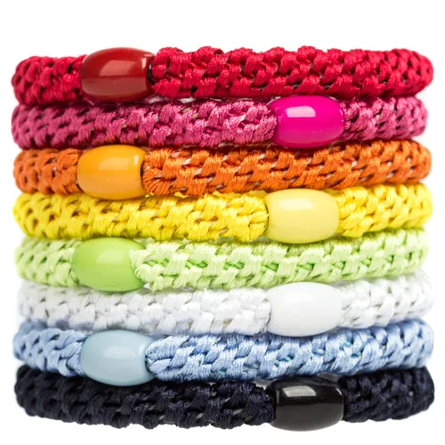 AXEN 8 ligas elásticas para el cabello para mujeres y niñas, bandas de algodón suaves tejidas para coletas para cabello grueso y cabello rizado,