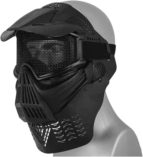 Vista 2 de UK Arms Airsoft Tactical Face Airsoft - Máscara protectora con visera para ojos y cuello