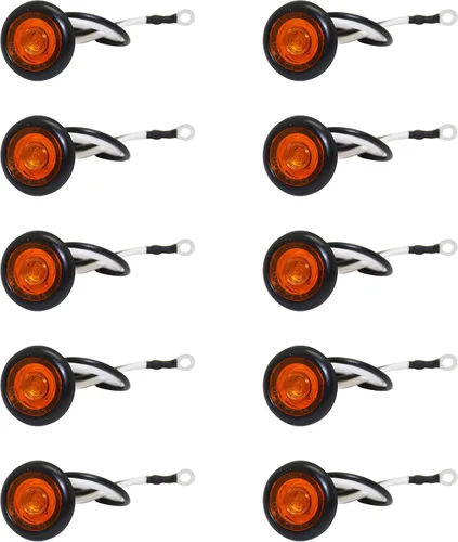 MAXXHAUL 50570 - 10 luces LED de 3/4 pulgadas redondas de espacio libre y marcador lateral ámbar para caravanas de 12 V CC, remolques, caravanas,