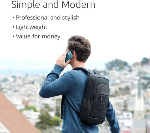 Vista 3 de Mochila para portátil EQ de Kensington 14”, Correas de hombro acolchadas, Bolsillo lateral (K60391WW), Negro