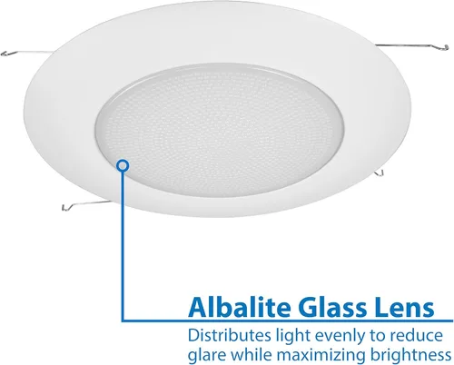 Vista 4 de NICOR Lighting Moldura de Ducha Empotrada Blanca de 6 Pulgadas con Lente Albalite (17505)