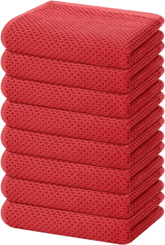 Vista 181 de Homaxy Paños de cocina de 100% algodón con tejido de gofre, ultra suaves, absorbentes, de secado rápido, 12 x 12 pulgadas, paquete de 6, amarillo