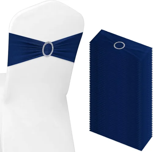 Vista 9 de Tegeme 80 bandas y lazos para silla, banda elástica de elastano con hebilla para bodas, banquetes de hotel, fiestas de cumpleaños y decoración a