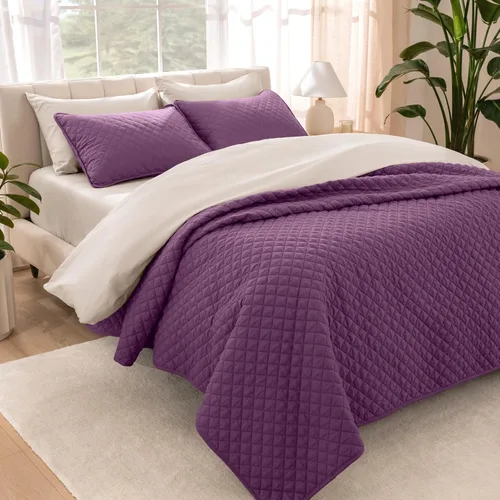 Vista 13 de Bare Home Juego de colcha – Twin/Twin Extra Long – Decoración ligera de cama – Alternativa de edredón – Colcha acolchada para todas las estaciones