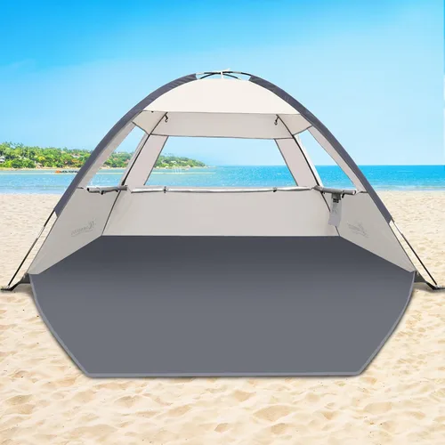 Vista 23 de COMMOUDS Carpa de Playa con Sombra Solar para 3/4-5/6-7/8-10 Personas, Refugio Solar de Playa con Toldo UPF 50+, Liviana, Fácil de Instalar
