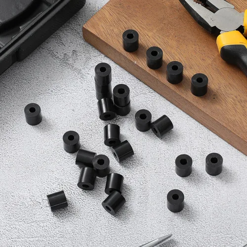 Vista 4 de Pasimy 200 piezas de espaciadores de nylon negro de 1/2 pulg. de espesor, 1/2 pulg. de diámetro exterior, 0.194 pulg. de diámetro