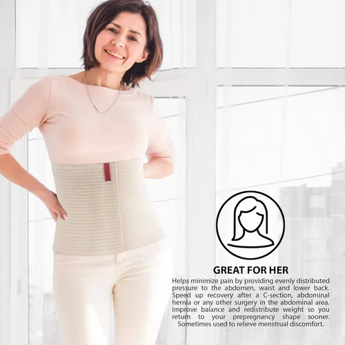 Vista 6 de ORTONYX Carpeta abdominal de 10.25 pulgadas para hombres y mujeres/envoltura posoperatoria posoperatoria posoperatoria/cinturón de soporte para Beige