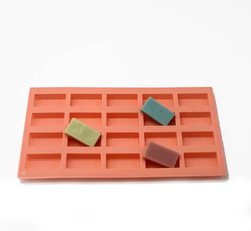 X-Haibei Mini molde rectangular del silicón del jabón de la muestra del molde del caramelo del chocolate del jabón de la muestra 20-cavidad 0.5OZ