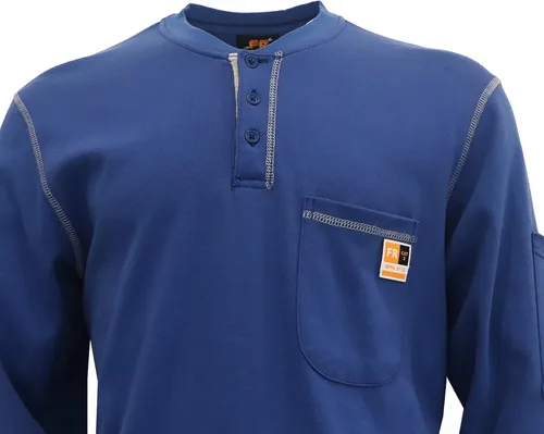 Vista 23 de KONRECO Camisas FR para hombres de manga larga Henley 7oz 100% algodón FRC camisa de soldadura de ropa