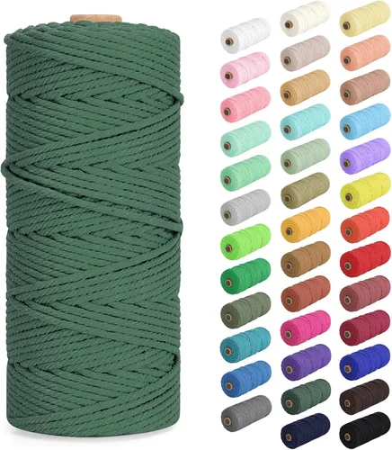 Vista 72 de Cuerda de macramé de 0.079 in x 220 yardas (656 pies), cuerda de algodón natural para colgar en la pared, ganchos de plantas, manualidades, Verde