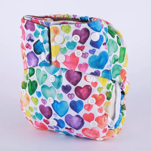 Vista 3 de AIll in One Night AIO Pañal de tela cosido en inserto reutilizable lavable para niñas (follaje de colibríes)