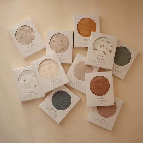 Vista 7 de mushie Sábana de muselina extra suave para cuna 30 x 16 pulgadas (amarillo otoño)