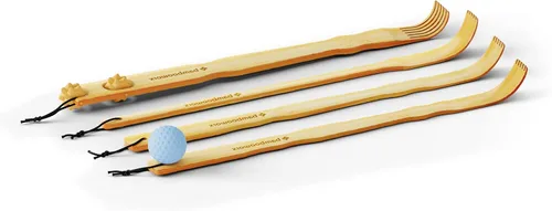 Vista 8 de BambooWorx Rascador de espalda tradicional de madera de bambú, juego de 4 piezas de masajeador de relajación corporal para hombres y mujeres, mango
