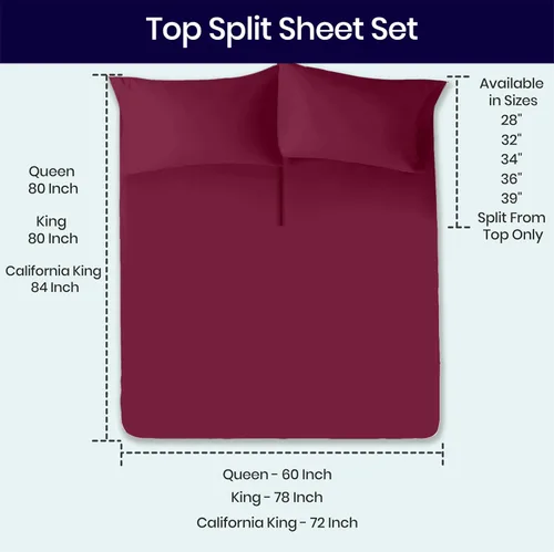 Vista 33 de SGI bedding Sábana Queen de 28" con Parte Superior Dividida Flex Head, 100% Algodón Egipcio, Cuenta de Hilos 1000, Sábana Superior Flex para Cama