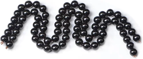 Vista 4 de 100 cuentas redondas sueltas de ónix negro natural de 0.315 pulgadas para fabricación de joyas con cordón elástico de cristal