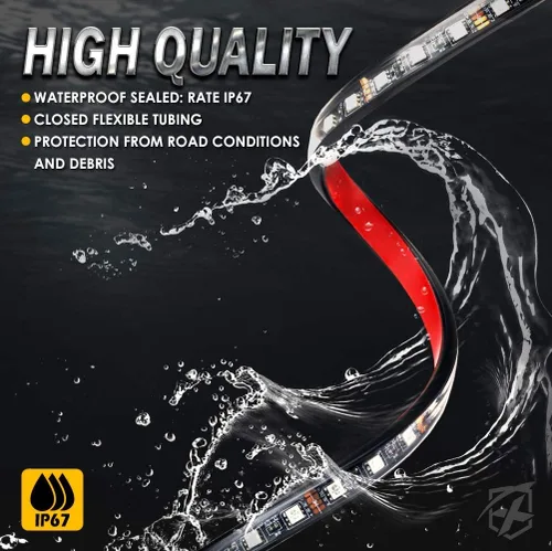 Vista 7 de Kit de luces subterráneas para coche, Xprite 4 piezas de luces de neón subterráneas de 8 colores, 252 LEDs RGB, función de sonido y música con APP