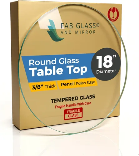 Vista 35 de Fab Glass - Mesa redonda de cristal de 48 in, grosor de 3/4 in, cristal pulido plano templado, Vidrio, Transparente