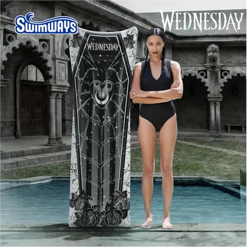 Vista 2 de Swimways Wednesday Swim Tube Pool Float, Inflatable Pool Floats & Kids Pool Toys, Swimming Pool Accessories & Beach Essentials for Teens Aged 14 & Up