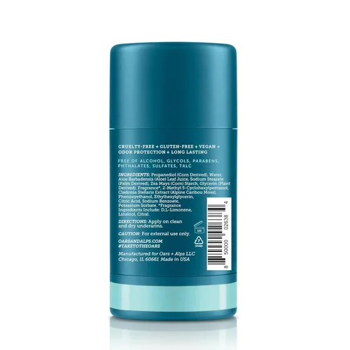 Vista 2 de Oars + Alps Desodorante sin aluminio para hombres Protección contra olores de larga duración, transparente y libre de residuos blancos