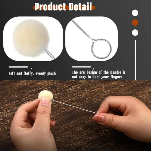 Vista 3 de BUTUZE Daubers - Cepillo de lana Daubers de lana con mango de metal, para tintes de cuero para proyectos de manualidades (10 unidades)