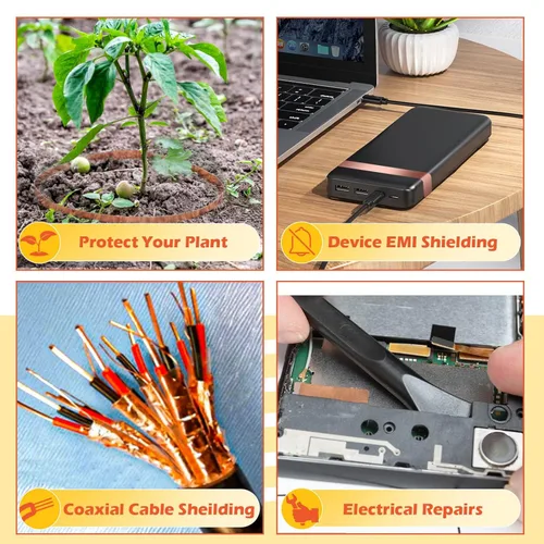 Vista 5 de selizo - Cinta de lámina de cobre, 2 paquetes de tiras adhesivas de cobre con conductor de doble cara para vidrieras, blindaje EMI, circuitos