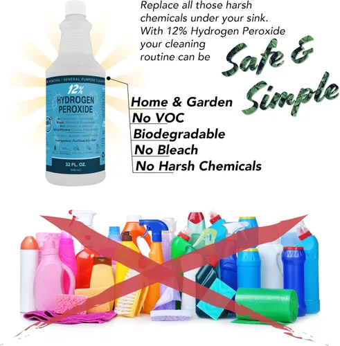Vista 4 de MAXTITE Solución de peróxido de hidrógeno al 12%, 32 onzas líquidas (solo H2O2 de grado alimenticio y agua!) – Solución de limpieza natural