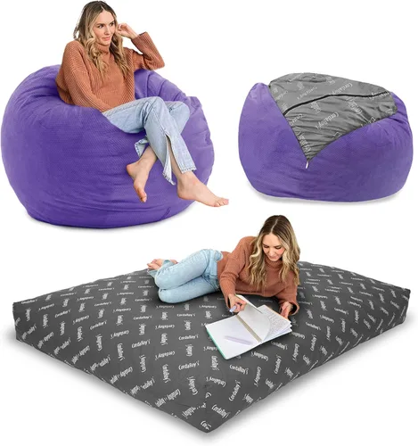 Vista 12 de CordaRoy's Puf de Chenilla - Silla Puf Convertible - Funda de Tela de Chenilla Lavable a Máquina - para Sótano, Sala de Estar, Sala de Juegos, Carbón
