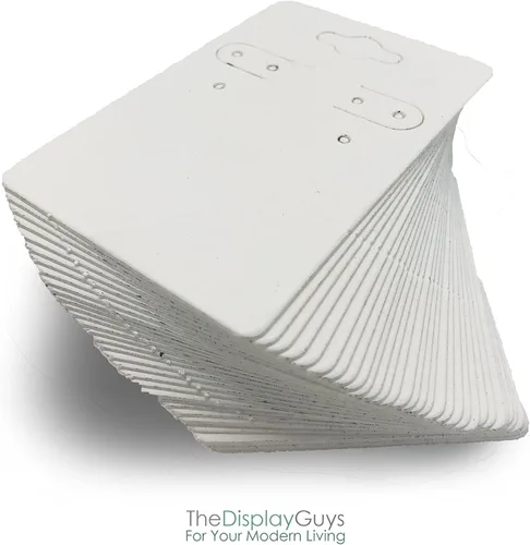 Vista 42 de The Display Guys Pack of 100 pcs 2x2 inch (5x5 cm) White Paper Necklace Earrings Display Hanging Cards for Jewelry Accessory Display