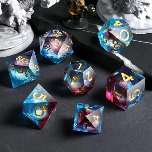 Vista 196 de DNDND Dados de Resina Ojo DND de Borde Afilado Dado de D&D con Estuche de Regalo para Juego de Dungeons and Dragons (Ojo de Dragón Verde)