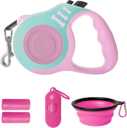 Vista 20 de Correa retráctil para perros pequeños y medianos, automática, telescópica, cinta para mascotas de 10/16 pies, duradera y práctica, con asa