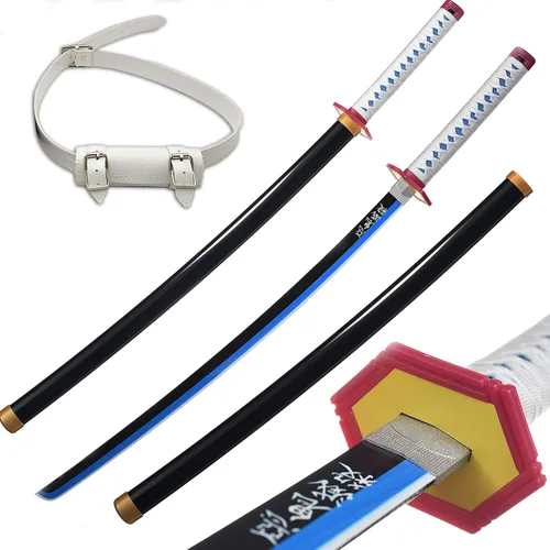 Vista 14 de Ziqing Espada samurái de anime hecha a mano – Agatsuma Zenitsu, Kamado Tanjirou, estilos Rengoku Kyoujurou – 41 pulgadas varios disponibles