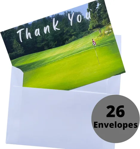 Vista 2 de Tarjetas de agradecimiento de golf para funeral, paquete de 24 tarjetas de agradecimiento funerarias de condolencias con sobres y mensaje