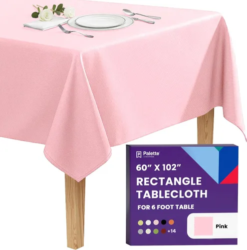 Vista 92 de Gee Di Moda - Mantel rectangular de 60 x 84 pulgadas – Mantel rectangular de poliéster lavable para mesa de 5 pies