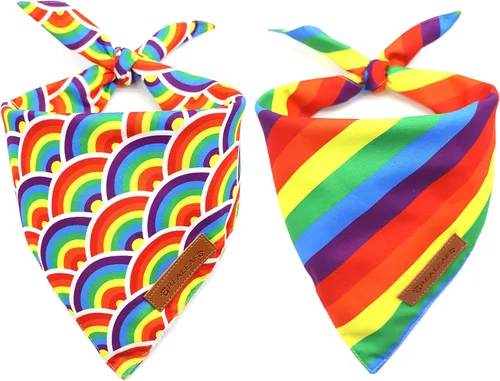 Vista 8 de Realeaf Bandanas para perros con bandera americana 2 paquetes, Bufanda reversible triangular del 4 de julio para niño y niña, tela duradera premium