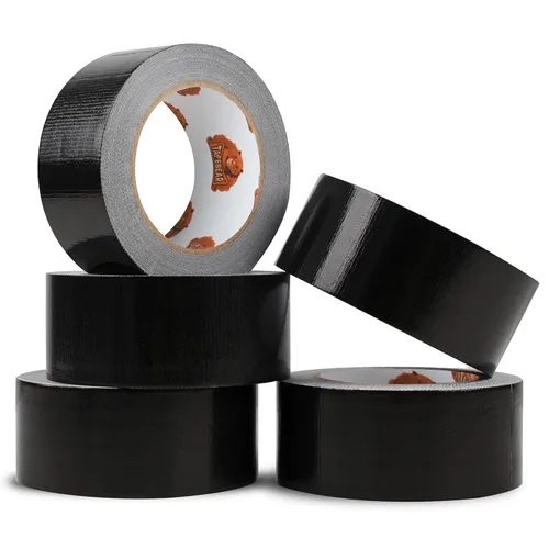 Vista 9 de TAPEBEAR Cinta adhesiva negra resistente de 1.88 pulgadas x 90 pies, resistente al agua, sin residuos, flexible, cinta de encuadernación de desgarro
