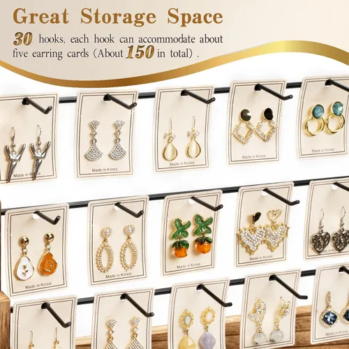 Vista 3 de Exhibición de pendientes para la venta, Exhibición de joyería de madera maciza para vendedores de ventas, soportes de exhibición de pendientes