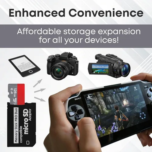 Vista 6 de Skywin Memory Stick Pro Duo Adapter - Card Reader for PSP Memory Duo Adapter, Easy-to-Use -Compatible with PlayStation Card, Camera, or Handycam