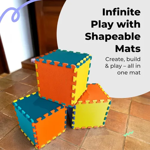 Vista 7 de MioTetto Tapete de juego para bebé, azulejos de espuma suave para el suelo para niños. Azulejos de espuma entrelazados ajustables, se adapta a