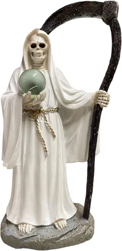 Vista 4 de Juego de 5 estatuas de Santa Muerte de 9 pulgadas, estatua de la parca, estatua de la muerte santa