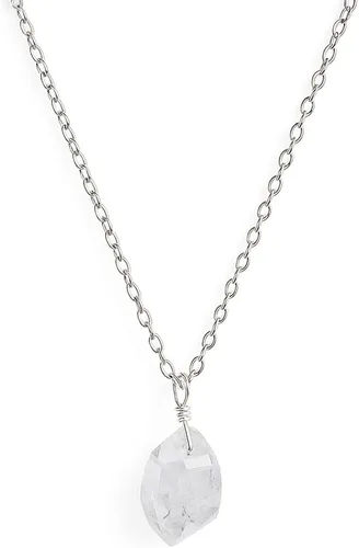 Vista 7 de Collar de cristal de piedra natal crudo para mujer, colgante de plata de ley 925 hipoalergénico, cadena de plata ajustable de 16 + 2 pulgadas