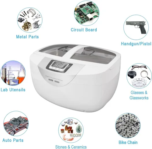 Vista 6 de TOPINCN Máquina limpiadora de joyas de gran capacidad de 84.5 fl oz, eficiente, multiusos, función de calefacción, pantalla de temporizador digital