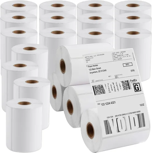 Rollo de impresora térmica de etiquetas, 5000 (20 rollos) (4 x 6 pulgadas), etiquetas de código de barras de envío de Amazon FBA compatibles con