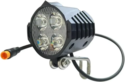 Vista 9 de EBike - Faro delantero LED de 36 V 48 V con bocina incorporada, 4 luces, conector de 3 pines para conducción nocturna, impermeable, bocina