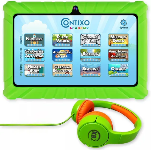 Contixo Paquete de tabletas para niños, IPS de 7 pulgadas, 50 libros de cuentos exclusivos de Disney precargados (valor de $200), tableta de