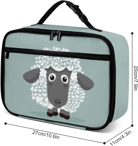 Vista 3 de Linda lonchera reutilizable de ovejas negras, bolsa de almuerzo aislada, bolsa enfriadora, lonchera para comida y comida, bolsa de mano