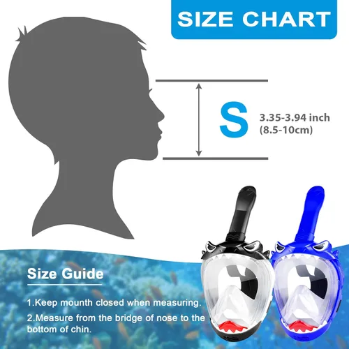 Vista 2 de Full Face Snorkel Mask for Kids with 180° Panoramic View, Snorkeling Set Featuring Anti-Leak and Anti-Fog Foldable Dry Top Design for Safe