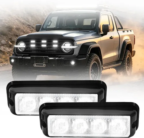 Vista 9 de YM E-Bright Paquete de 2 Luces de Flash LED Rojas de 3 LED para Coche DRL Camión Luz de Advertencia Estroboscópica de Emergencia 12-24V Rojo